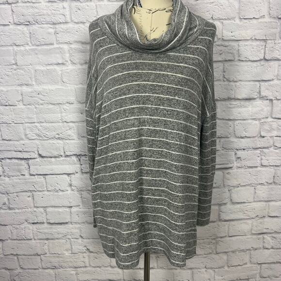 Striped Cowl Neck Long Sleeve Top - Size XL - Picture 2 of 6